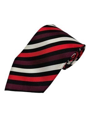 Bijoux Terner Men's Red, Purple Striped Handmade 100% Silk Tie